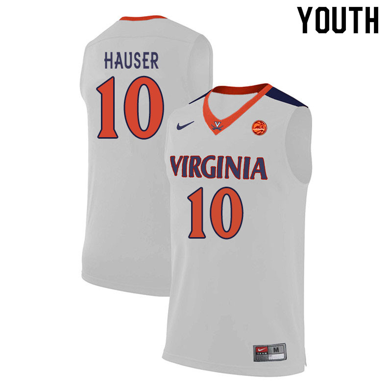 Youth #10 Sam Hauser Virginia Cavaliers College Basketball Jerseys Sale-White - Click Image to Close